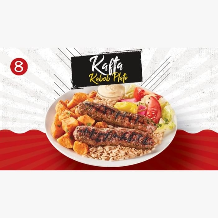 # 8 Kafta Kabob Plate.