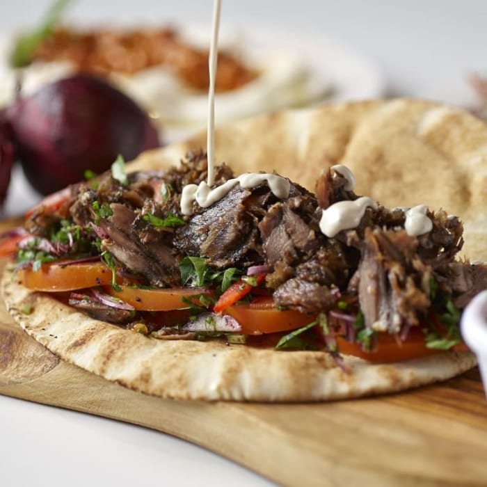 Beef & Lamb Shawarma Pita Wrap.